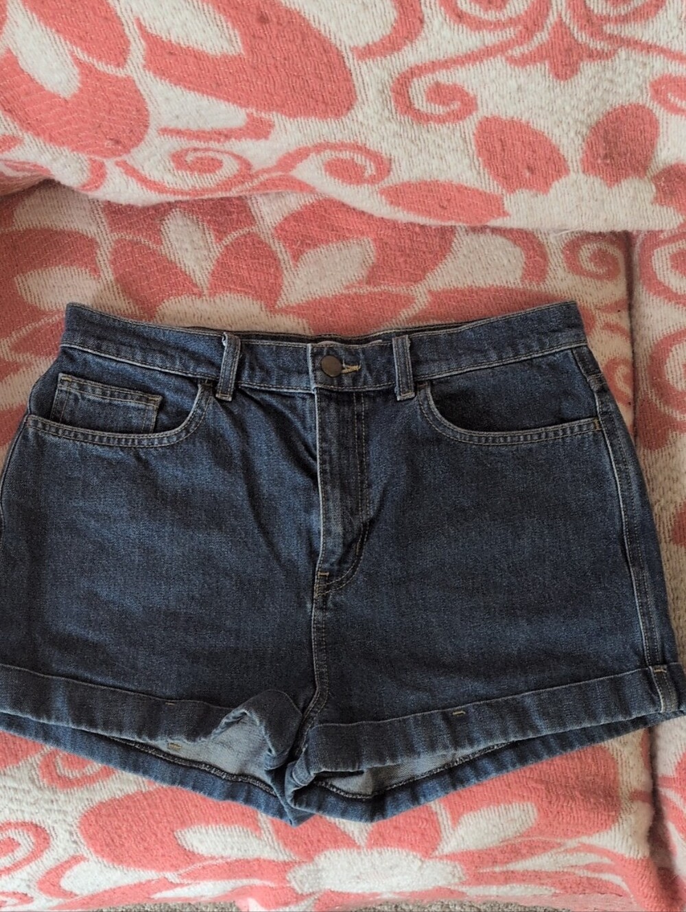 American Apparel Dark Blue Denim High-Rise Jean Shorts